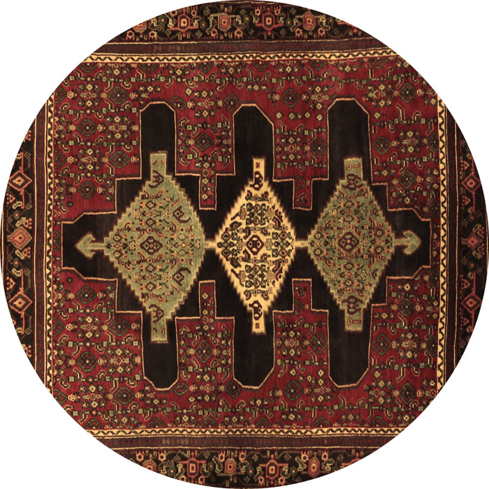 Round Persian Brown Traditional Rug, tr2232brn