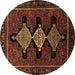 Round Persian Brown Traditional Rug, tr2232brn