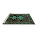 Sideview of Machine Washable Persian Turquoise Traditional Area Rugs, wshtr2232turq