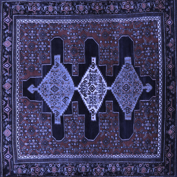 Square Machine Washable Persian Blue Traditional Rug, wshtr2232blu