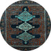 Round Machine Washable Persian Light Blue Traditional Rug, wshtr2232lblu