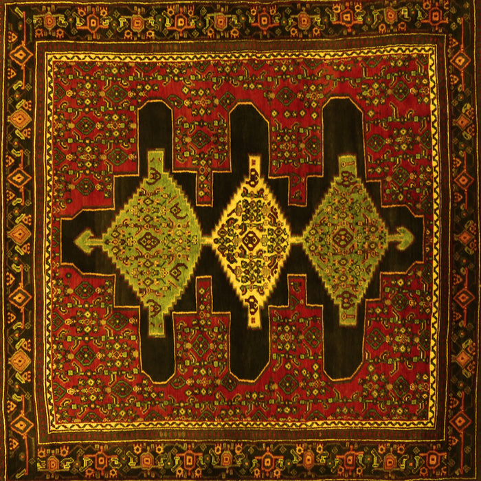 Square Machine Washable Persian Yellow Traditional Rug, wshtr2232yw