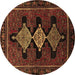 Round Machine Washable Persian Brown Traditional Rug, wshtr2232brn