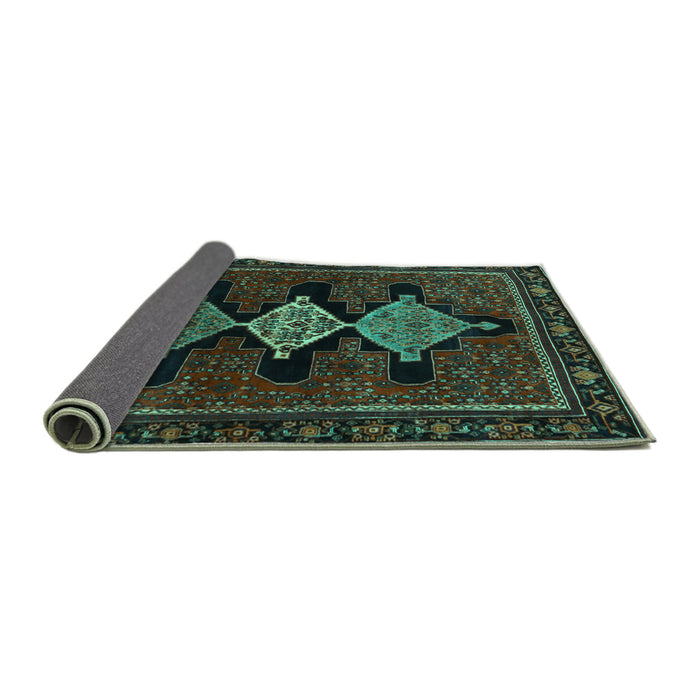 Sideview of Persian Turquoise Traditional Rug, tr2232turq