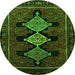 Square Persian Green Traditional Rug, tr2232grn