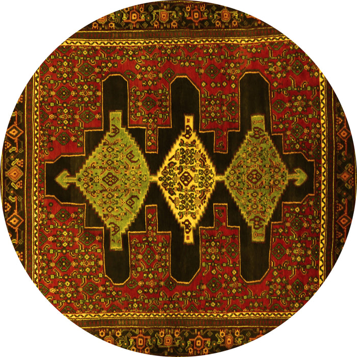 Round Persian Yellow Traditional Rug, tr2232yw