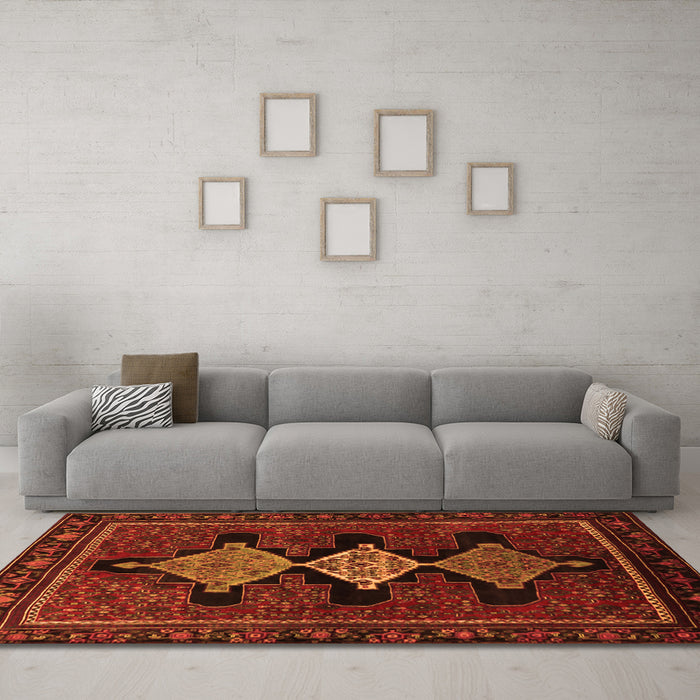 Machine Washable Persian Orange Traditional Area Rugs in a Living Room, wshtr2232org