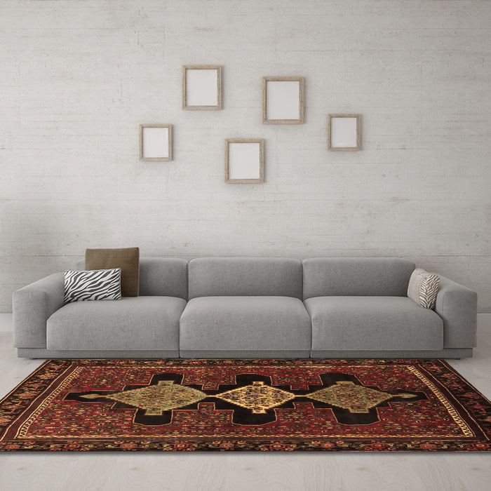 Machine Washable Persian Brown Traditional Rug in a Living Room,, wshtr2232brn