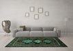 Machine Washable Persian Turquoise Traditional Area Rugs in a Living Room,, wshtr2232turq