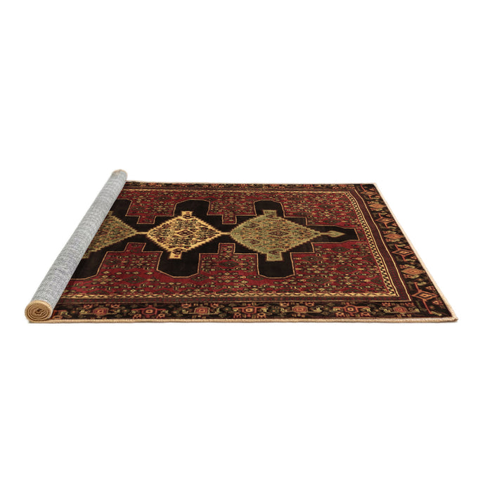 Sideview of Machine Washable Persian Brown Traditional Rug, wshtr2232brn