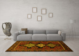 Machine Washable Persian Yellow Traditional Rug in a Living Room, wshtr2232yw