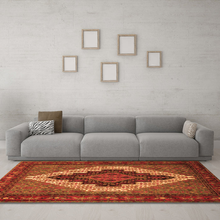 Machine Washable Persian Orange Traditional Area Rugs in a Living Room, wshtr2233org