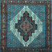 Square Machine Washable Persian Light Blue Traditional Rug, wshtr2233lblu