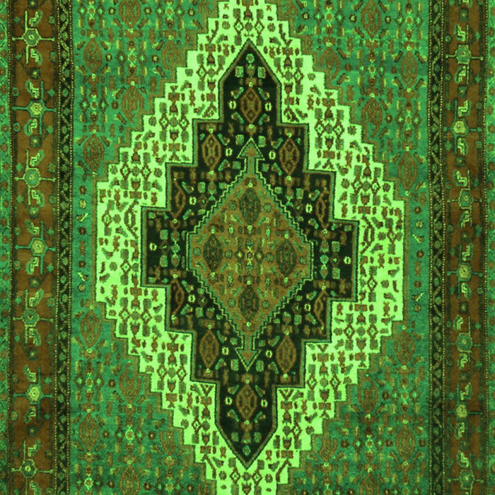 Serging Thickness of Machine Washable Persian Green Traditional Area Rugs, wshtr2233grn
