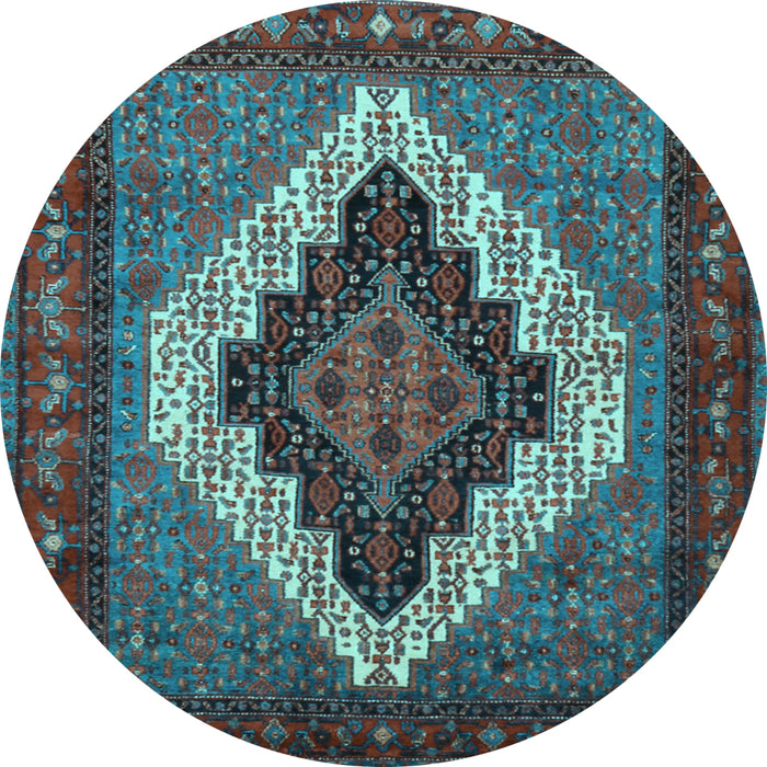 Round Machine Washable Persian Light Blue Traditional Rug, wshtr2233lblu