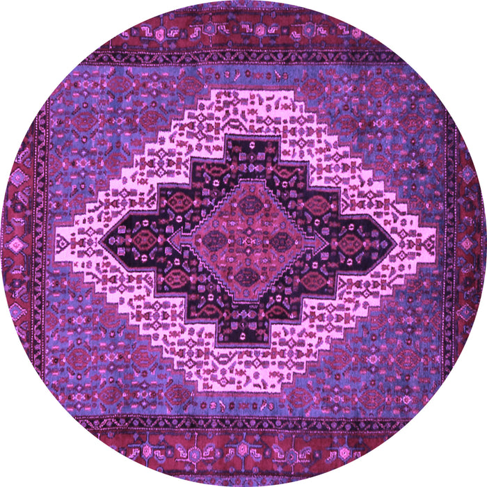 Round Machine Washable Persian Purple Traditional Area Rugs, wshtr2233pur