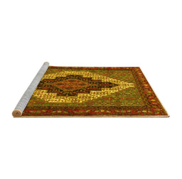 Sideview of Machine Washable Persian Yellow Traditional Rug, wshtr2233yw