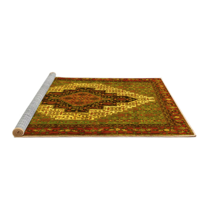 Sideview of Machine Washable Persian Yellow Traditional Rug, wshtr2233yw