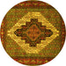 Round Machine Washable Persian Yellow Traditional Rug, wshtr2233yw