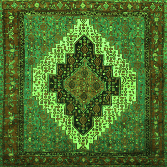 Round Machine Washable Persian Green Traditional Area Rugs, wshtr2233grn