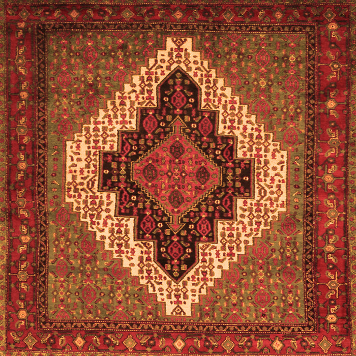 Round Machine Washable Persian Orange Traditional Area Rugs, wshtr2233org