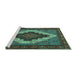 Sideview of Machine Washable Persian Turquoise Traditional Area Rugs, wshtr2233turq