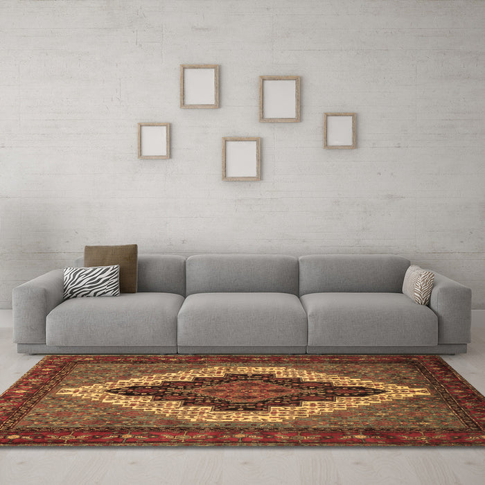 Machine Washable Persian Brown Traditional Rug in a Living Room,, wshtr2233brn