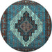 Round Persian Light Blue Traditional Rug, tr2233lblu