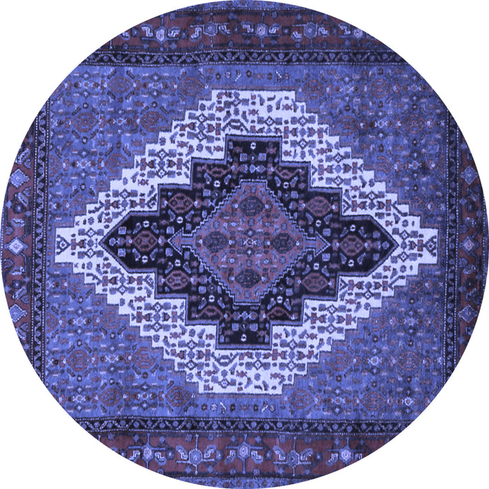 Round Machine Washable Persian Blue Traditional Rug, wshtr2233blu