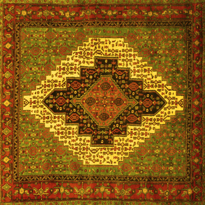 Square Machine Washable Persian Yellow Traditional Rug, wshtr2233yw