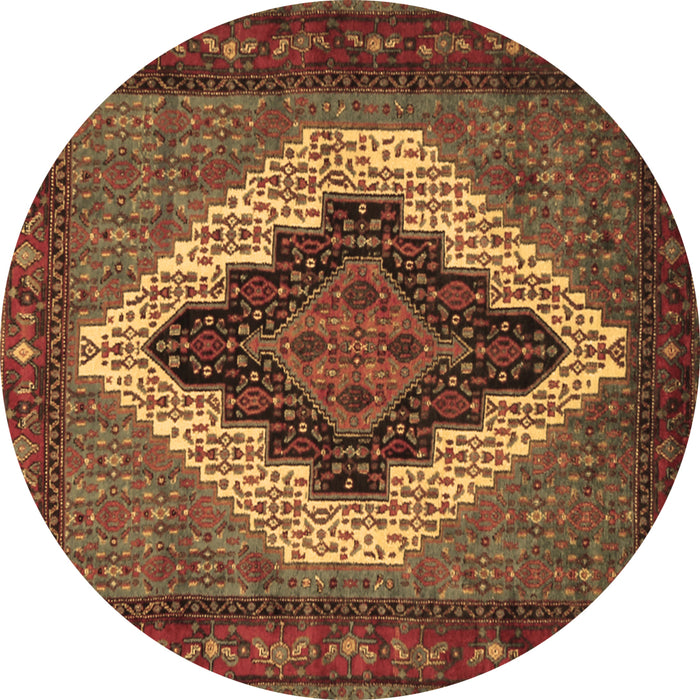 Round Persian Brown Traditional Rug, tr2233brn