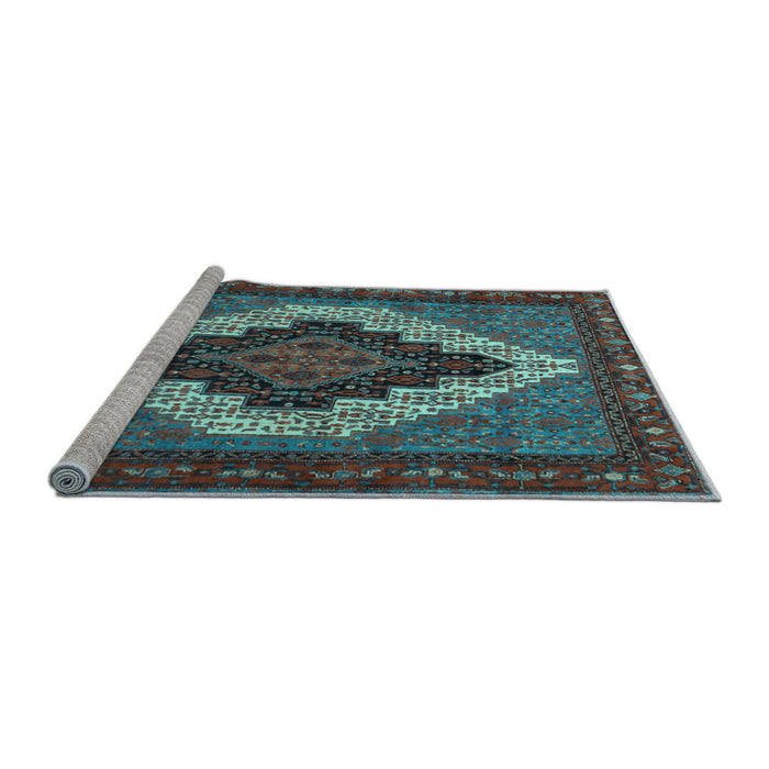 Sideview of Machine Washable Persian Light Blue Traditional Rug, wshtr2233lblu