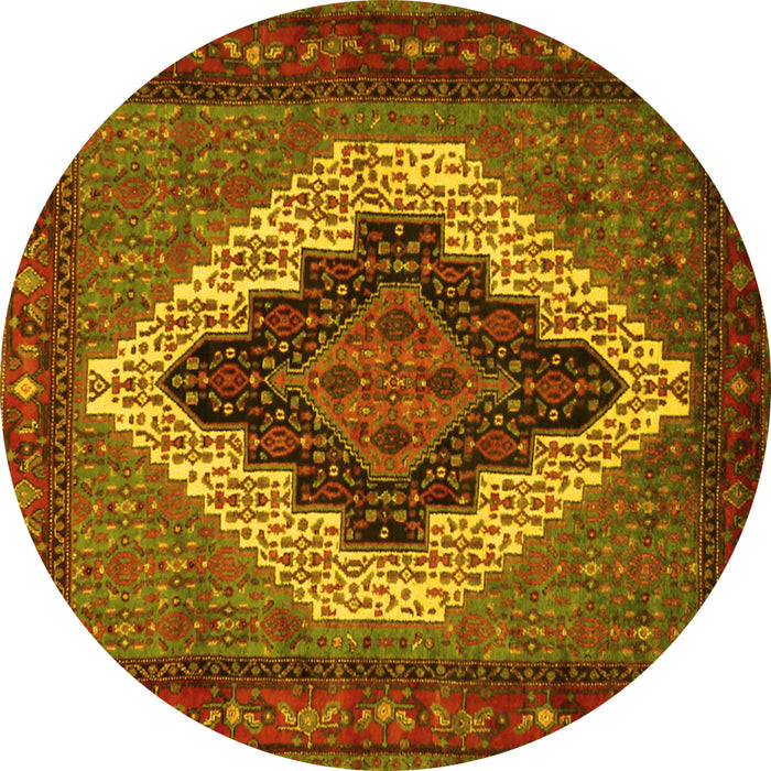 Round Persian Yellow Traditional Rug, tr2233yw
