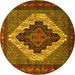 Round Persian Yellow Traditional Rug, tr2233yw