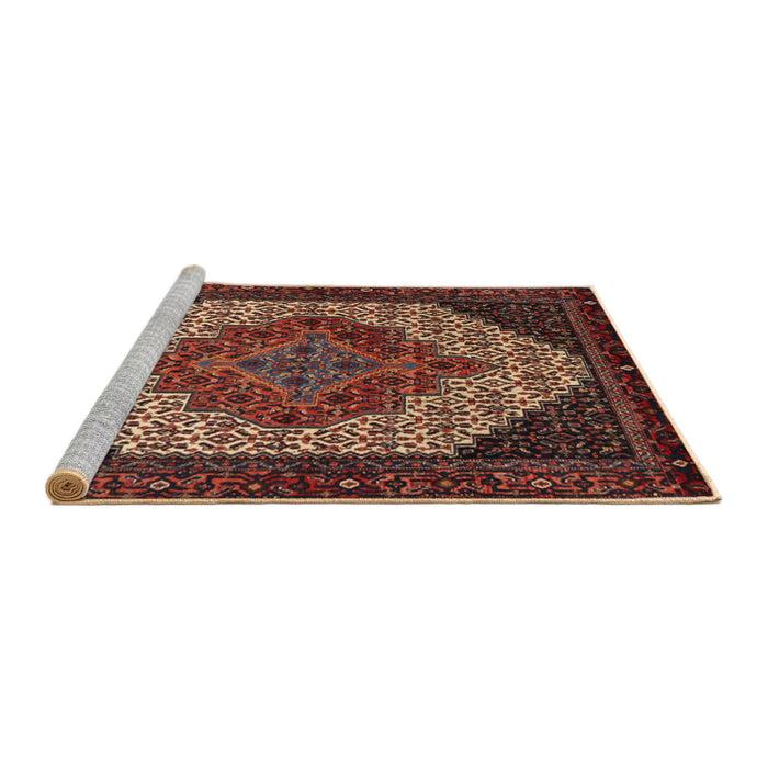 Sideview of Machine Washable Traditional Saffron Red Rug, wshtr2234