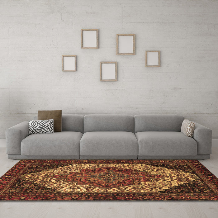 Machine Washable Persian Brown Traditional Rug in a Living Room,, wshtr2234brn