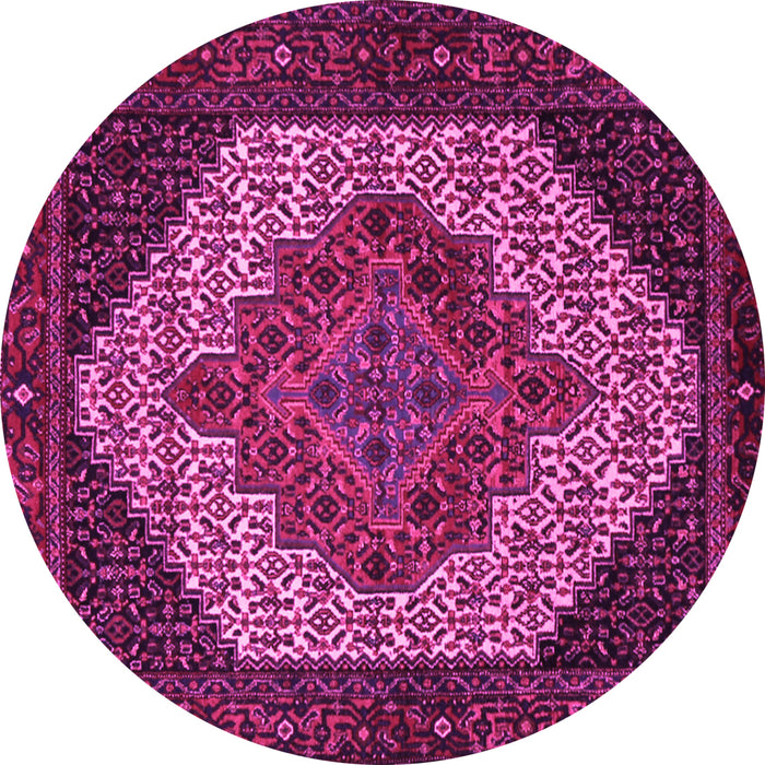 Round Machine Washable Persian Pink Traditional Rug, wshtr2234pnk