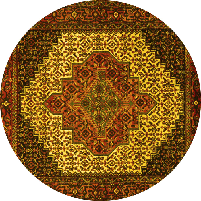 Round Persian Yellow Traditional Rug, tr2234yw