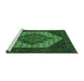 Sideview of Machine Washable Persian Emerald Green Traditional Area Rugs, wshtr2234emgrn