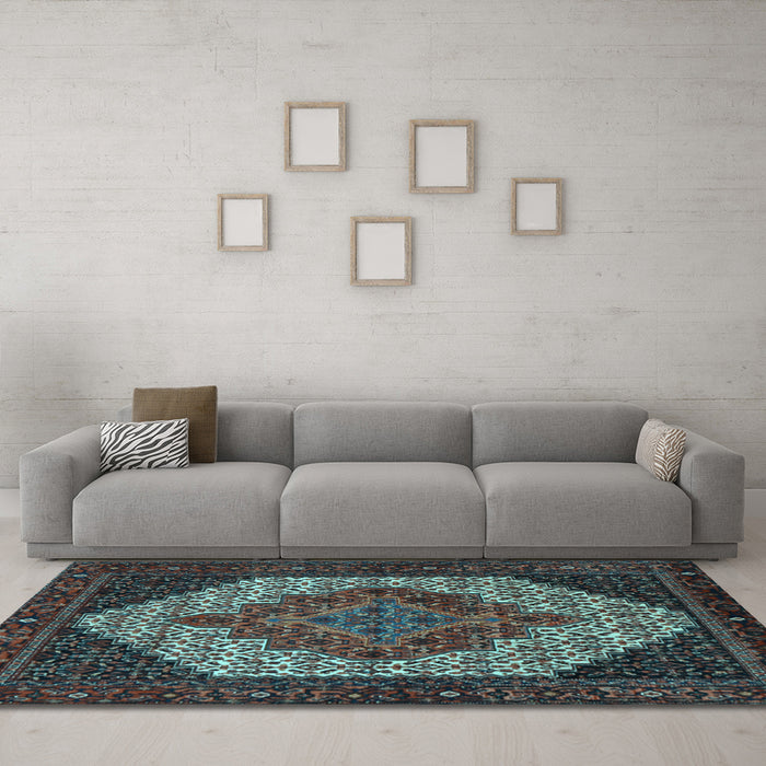 Machine Washable Persian Light Blue Traditional Rug in a Living Room, wshtr2234lblu