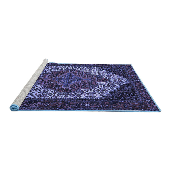 Sideview of Machine Washable Persian Blue Traditional Rug, wshtr2234blu
