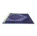 Sideview of Machine Washable Persian Blue Traditional Rug, wshtr2234blu