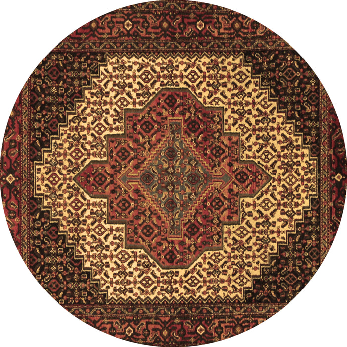 Round Machine Washable Persian Brown Traditional Rug, wshtr2234brn