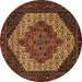 Round Machine Washable Persian Brown Traditional Rug, wshtr2234brn