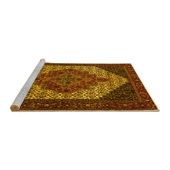 Sideview of Machine Washable Persian Yellow Traditional Rug, wshtr2234yw