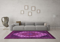 Machine Washable Persian Purple Traditional Rug, wshtr2234pur