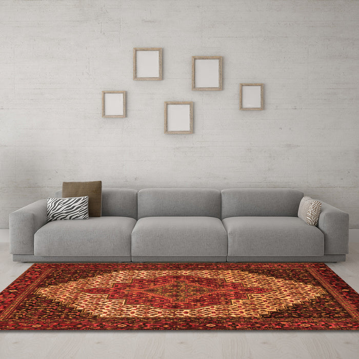 Machine Washable Persian Orange Traditional Area Rugs in a Living Room, wshtr2234org