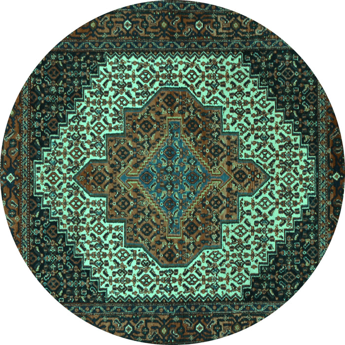 Round Persian Turquoise Traditional Rug, tr2234turq