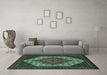 Machine Washable Persian Turquoise Traditional Area Rugs in a Living Room,, wshtr2234turq