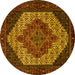 Round Machine Washable Persian Yellow Traditional Rug, wshtr2234yw